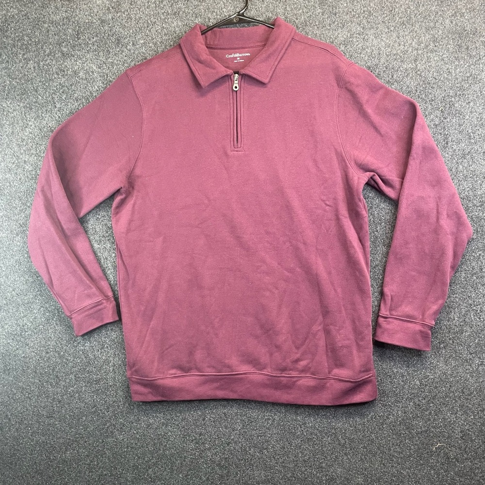 Croft & Barrow Quarter-Zip Fleece Pullover Sweatshirt Men's Medium Maroon